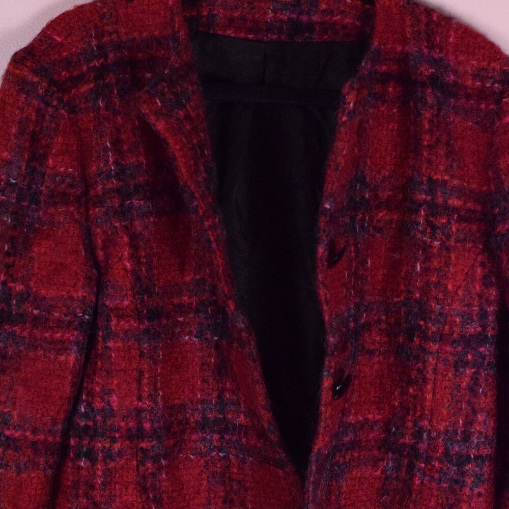 ORVIS Women's Vintage 70's Wool Red Plaid Lined Made in USA Blazer Jacket - M - Picture 3 of 7